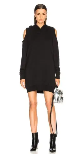 FAITH CONNEXION Hooded Cut Out Sweatshirt Dress Sailor Hooded Sweater in Black Size M