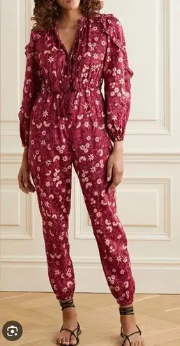 Ulla Johnson Delphine Burgundy Floral Printed Scoop Neck Jumpsuit Size 2 NEW