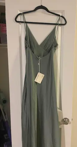 Peppermayo Teal Satin Maxi Dress