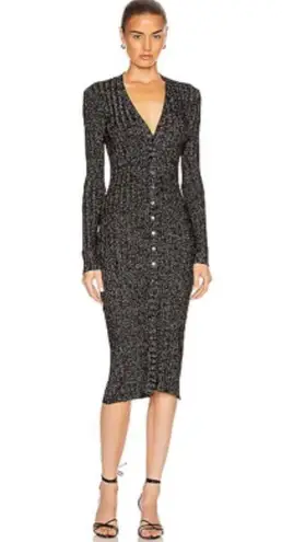 Enza Costa lurex sweater rib cardigan midi dress in BLACK/SILVER Black