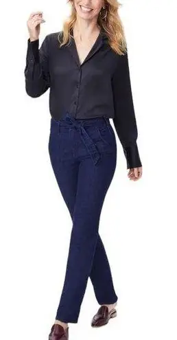 NYDJ Marilyn Straight Leg Tie Belt High Rise Lift Tuck Technology Womens Size 10
