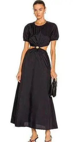 STAUD Calypso Black Cut Out Short Sleeve Maxi Dress Size Medium NWT