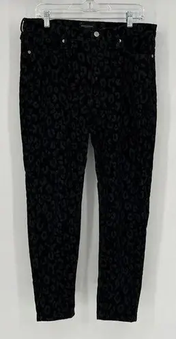 Banana Republic New  32 Jeans Pants Black High Rise Skinny Flocked Velvet Leopard