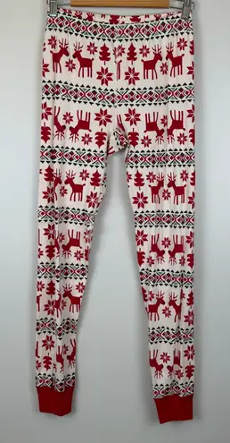 Hanna Andersson Adult Long John Pant Size Medium Dear Deer 42069 Red