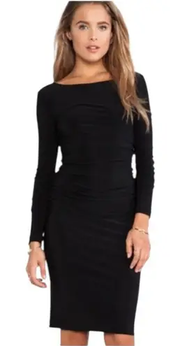 Norma Kamali Kulture Dress Women XS Black Jersey Ruched Long Sleeve Mini Goth
