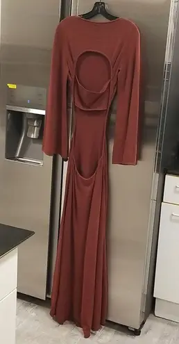 Cult Gaia ππ Carla Knit Dress ~ Full Length Gown Cut-Out Ember Brown Medium NWT