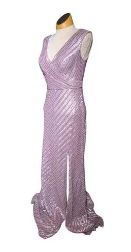 Rene Ruiz Collection Mauve Pink Sequin Embellished V