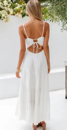 Hello Molly Tie Back White Midi Dress