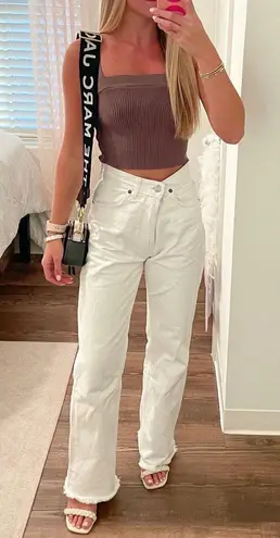 ZARA white wide leg jeans