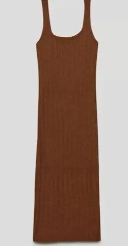 Wilfred Aritzia  knit brown midi dress in cognac