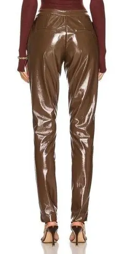 ALIX NYC Pant Loring Faux Patent Leather Pockets Acorn 2 NWT Brown