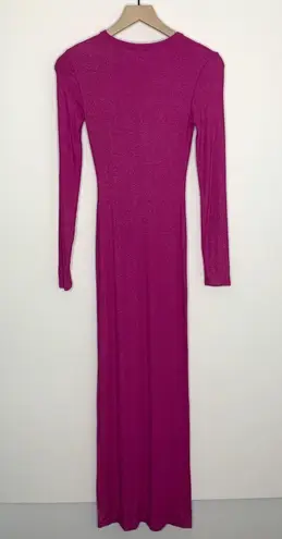 SKIMS Long Sleeve Dress Luxe Limited Edition Fuchsia Shimmer Foil Womens Medium
