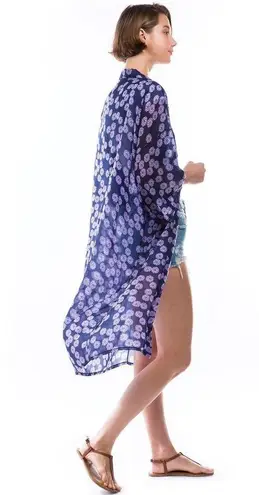 Marcus Adler The Ariel Topper Open Front Sheer Floral Blue Purple One Size Size undefined