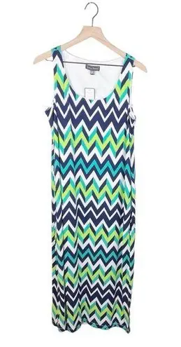 Jessica Howard NEW Zig Zag Print Sleeveless Maxi Dress with Slit Size Large