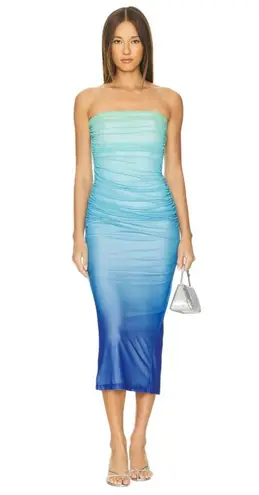 RUNAWAY THE LABEL Kendall Dress in Aqua Ombre XSmall New Womens Midi