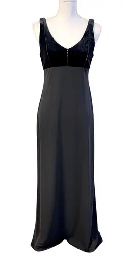 Vtg Niki By Niki Livas Y2K Maxi Evening Dress Sz 8Velvet Top Whimsigoth 90s HOCO Black