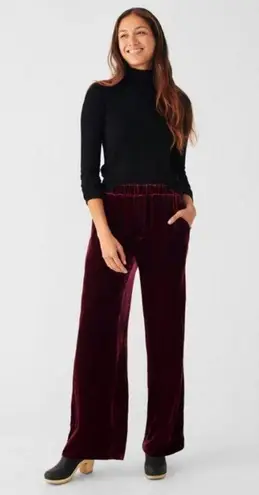 Faherty ππ Vintage Silk Velvet Genevieve Pant Wide Leg Maroon Banner Large NWT