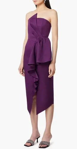 Elliatt NEW Reception Cascade Ruffle Strapless Dress in Purple, Size L $170
