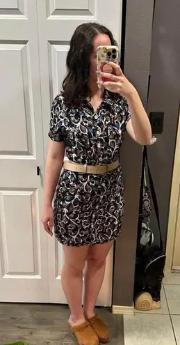 80's Vintage Sz 8 Retro Floral Button Down Mini Dress Summer Christine Parker Blue