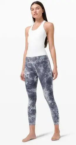 Lululemon Womens Pants Gray Wunder Under Marble Dye Crop Leggings Pull On Size 8 White