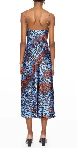 Jonathan Simkhai Standard Eliza leopard print cutout satin midi slip dress large