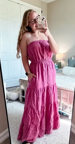 White Birch Black Label Pink Strapless Maxi Dress