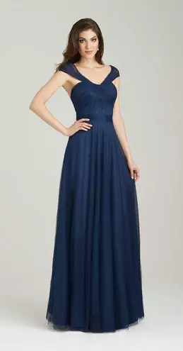 Allure Bridesmaid Style 1450 Navy Tulle Dress 10 Blue