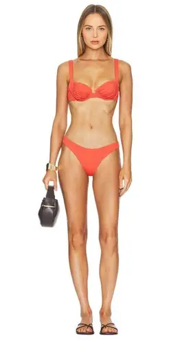 KYA Praslin Reversible Bikini Bottom in Scarlet Oatmilk Small New Womens Swim Orange