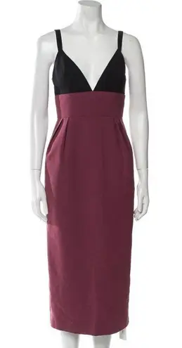 Jill Stuart Burgundy Black Colorblock Midi Dress