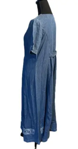 Vintage Blue  Cactus Denim Long Maxi Dress