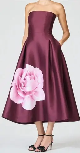 Sachin + Babi Shay Strapless Floral-Print Mikado Midi Dress sz 4 - Image 1