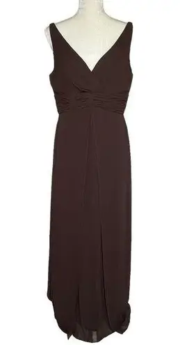 Bill Levkoff  Womens Chiffon Special Occasion Dress Size 14 Brown Maxi Sleeveless