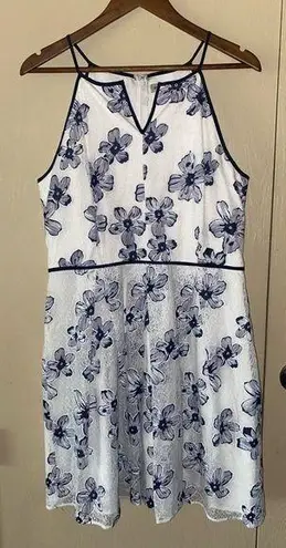 Cremieux Lainie White and Blue Floral Dress