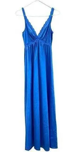 Vintage Blue OLGA  Maxi Nightgown Sleepwear Size Small