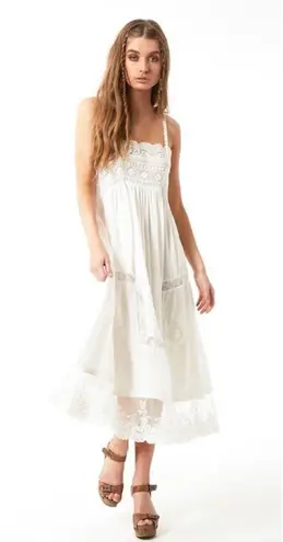 Spell Peaches Lace Slip Dress Boho Ivory Midi White Small EUC