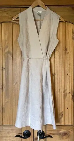 Neiman Marcus 100% Linen Chic Neutral Midi Summer Dress Size Small