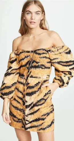 Hofmann Copenhagen Animal Print Mini Dress in Golden Hour Yellow