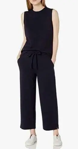 Daily Ritual Women’s Wide Leg Cropped Terry Cloth Pants in Black Size XXL