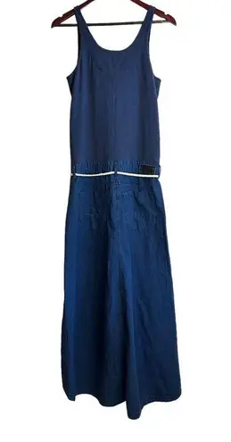 G-Star Womans Size Small Denim Maxi Dress High Low Rope Belt Waist