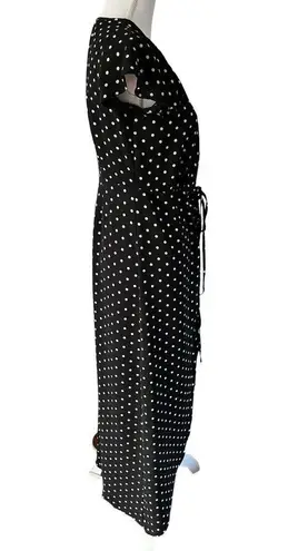 Superfoxx Black Polka Dot Wrap Maxi Dress Swim Coverup Size XS
