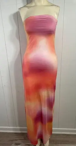 Something New Heather Strapless Maxi Dress in Camellia Aop Heaven Size XS NWOT Pink