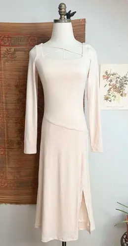 Egreis Brand By Egreis NWT Audrina Cream Fit Flare Long Sleeve Midi Dress Small