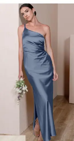 Revelry Jade Satin Dress Blue Size 4