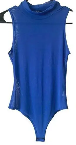ARIA CLOTHING Sheer Mesh Sleeveless Bodysuit Size Small Blue Going Out Sexy