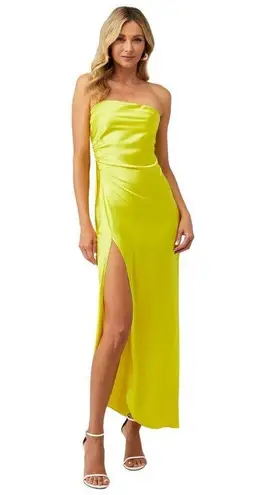 SER.O.YA Dalia Strapless Maxi Dress in Citric XSmall Womens Satin Cocktail Yellow Size XS