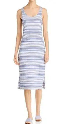 LYSSÉ New Lysse Stripe Knit Mulholland Midi Side Slit Sleeveless Tank Dress Blue