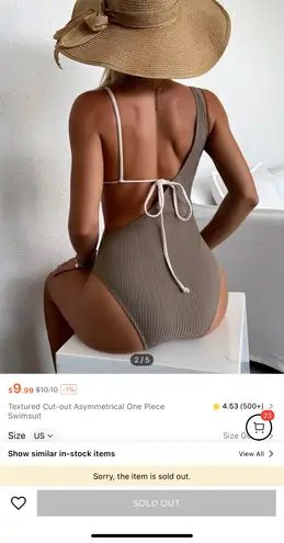 One Piece Textured Cut-out Asymmetrical  Swimsuit