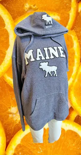 Trading Co Maine Moose Graphic Hoodie Sweatshirt Gray Size M Size M
