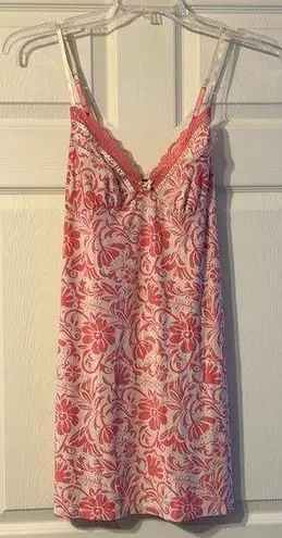 Studio Donatella Floral Beige & Coral Lace Lingerie Nightgown Small