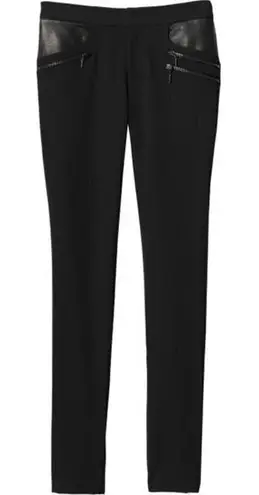 Rebecca Taylor Ava Tech Pant with Leather Black Womens Size 6 Skinny